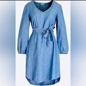 NWOT J. CREW CHAMBRAY BELTED DRESS LARGE 100% COTTON
